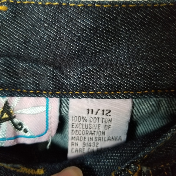 Vintage Y2K 90s Dark Wash High Rise Wide Leg Jean with Studded Grommets Sz 11/12 - Picture 11 of 12